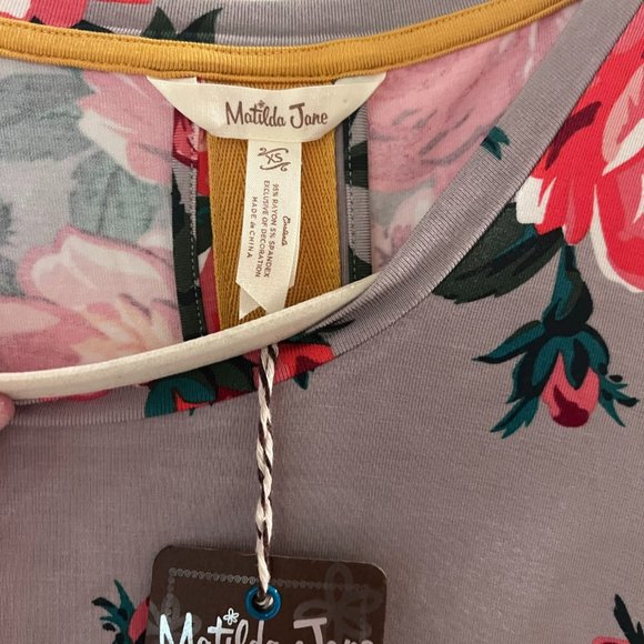 Women's NWT Matilda Jane Say I’m a Dreamer Gray Floral Long Sleeve Mini Dress XS - Picture 4 of 5